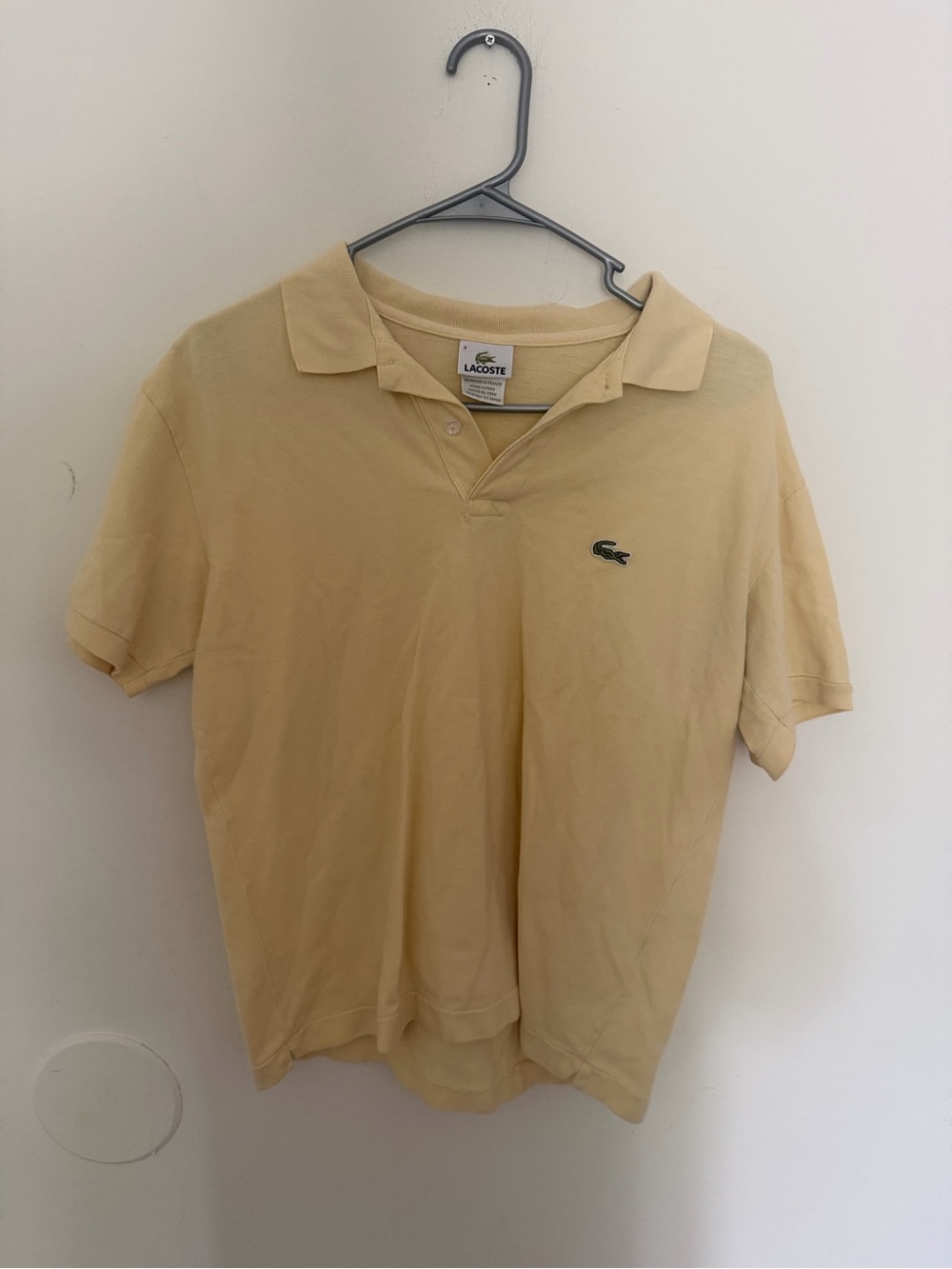 Lacoste Pale Yellow Polo with Green Crocodile Emblem
